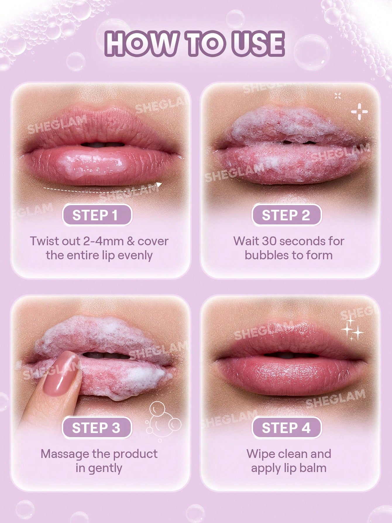Sheglam Bubble Buff Lip Scrub Bubble Bath