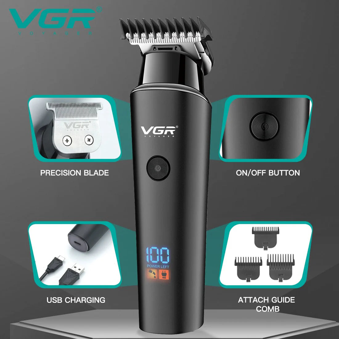 VGR V-937 Professional Electric Hair Trimmer Cordless Beard & Hair Clipper For Men - Khayest