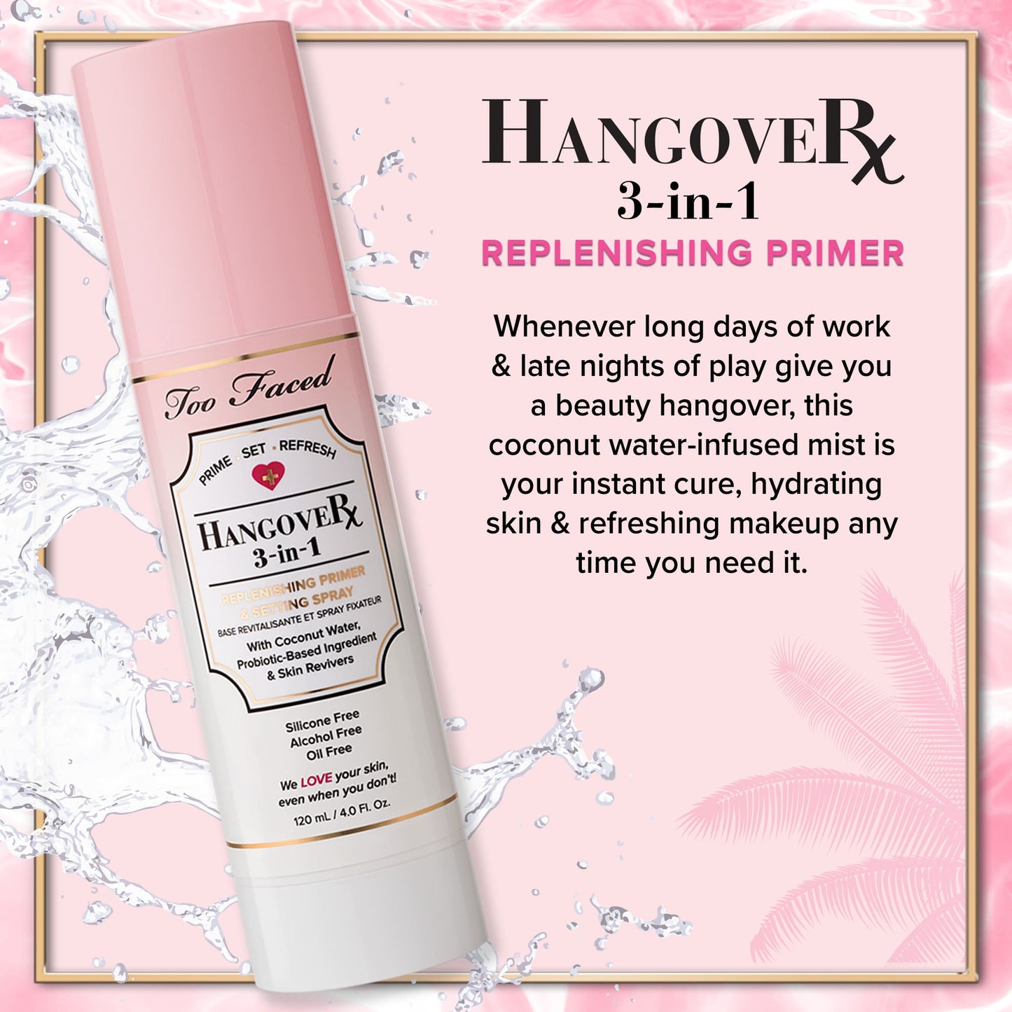 Too Faced Hangover 3 In 1 Replenishing Primer and Setting Spray 120ml - Khayest