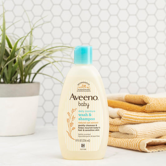 Aveeno Baby Daily Moisture Wash and Shampoo 236ml - Khayest