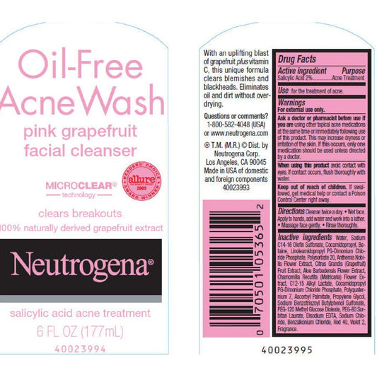 Neutrogena Oil-Free Acne Wash Face Cleanser, Pink Grapefruit - Khayest
