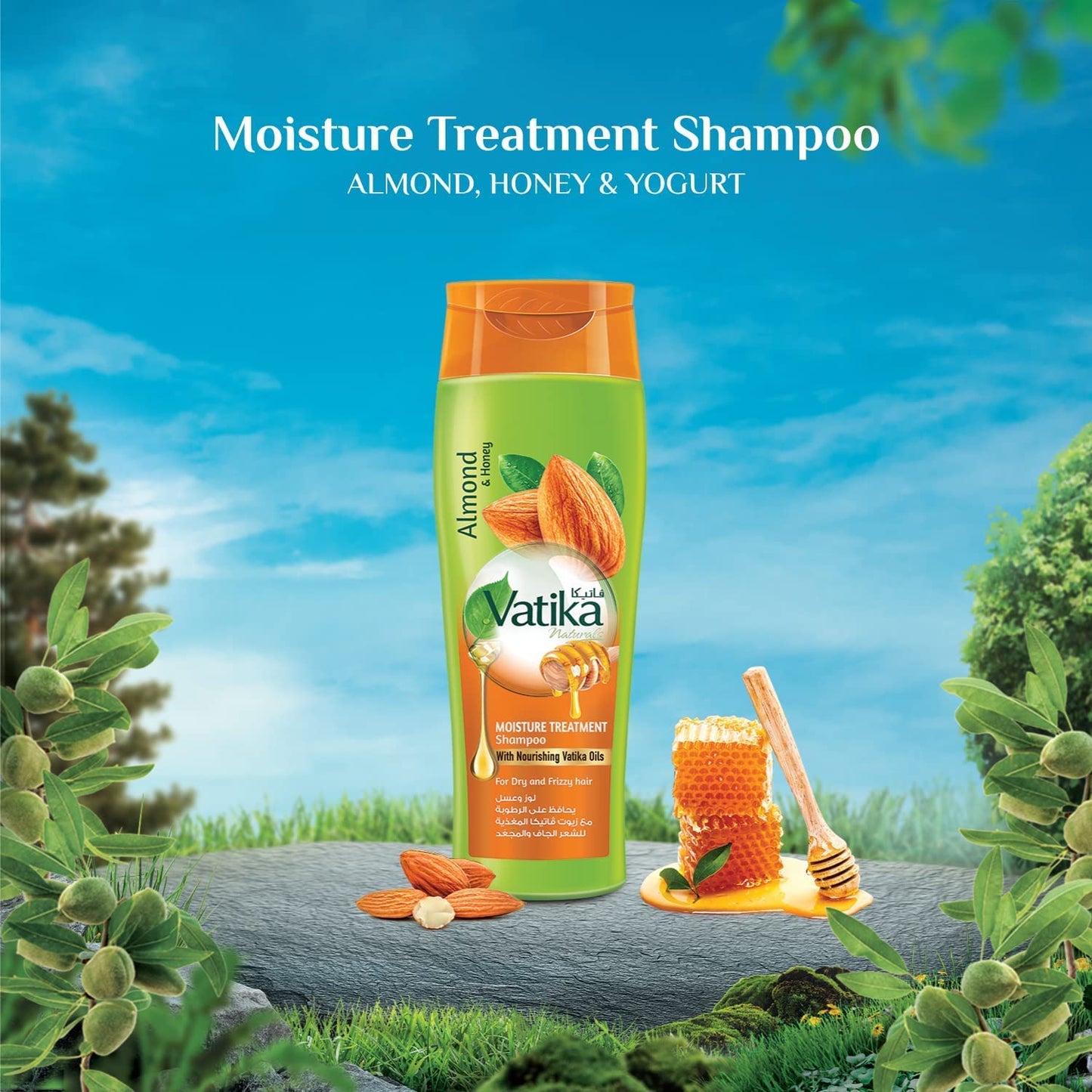 Vatika Almond & Honey Moture Treatment Hair Shampoo For Dry & Frizzy Hair 360ml - Khayest