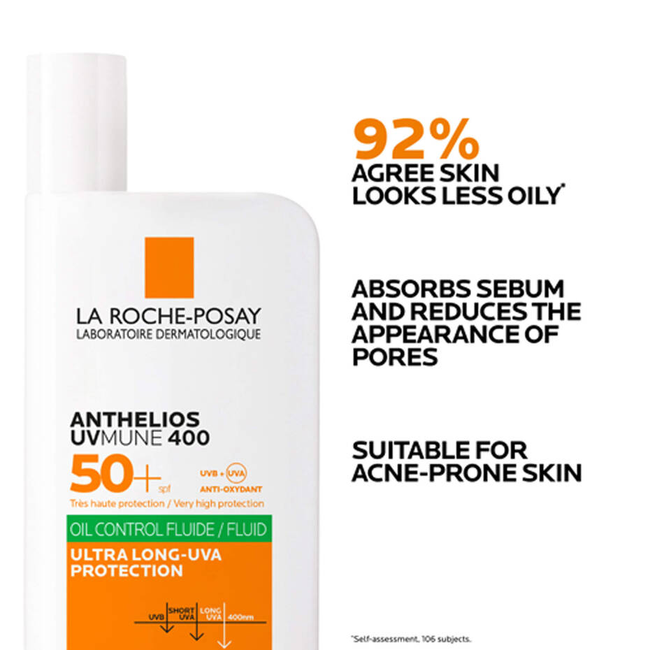 La Roche Posay Anthelios UVmune 400 Fluid Oil Control Sunscreen SPF50 50ml - Khayest