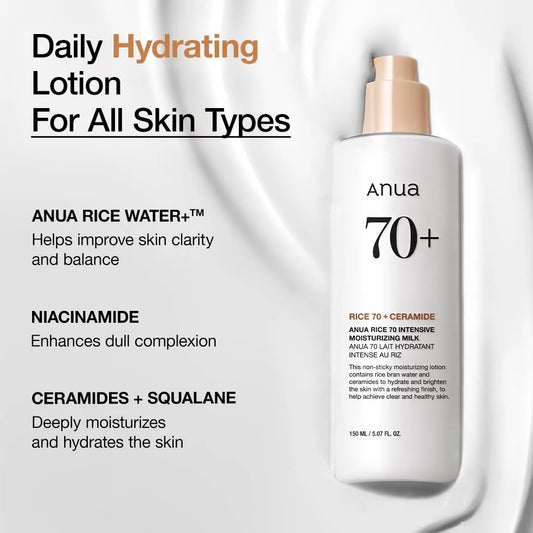 Anua 70+ Rice Ceramide Intensive Moisturizing Milk 150ml - Khayest