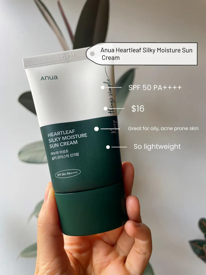 Anua Heartleaf Silky Moisture Sun Cream SPF 50+ PA++++ - Khayest