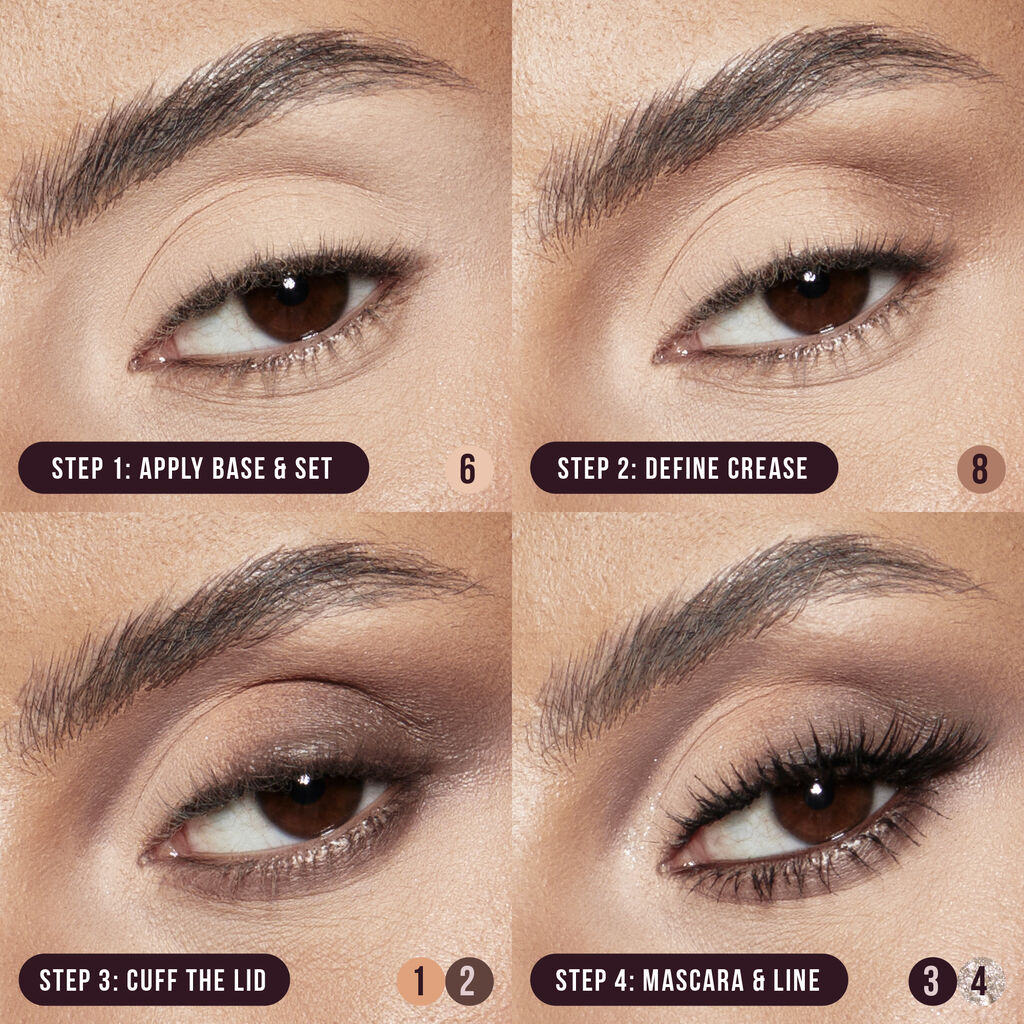 Huda Beauty Creamy Obsessions Eyeshadow Palette on eyes - Khayest