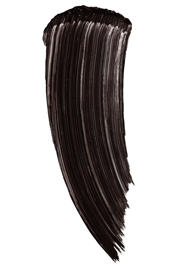 A swatch showing the unique color and texture of the Maybelline Mascara in the Brownish Black shade.