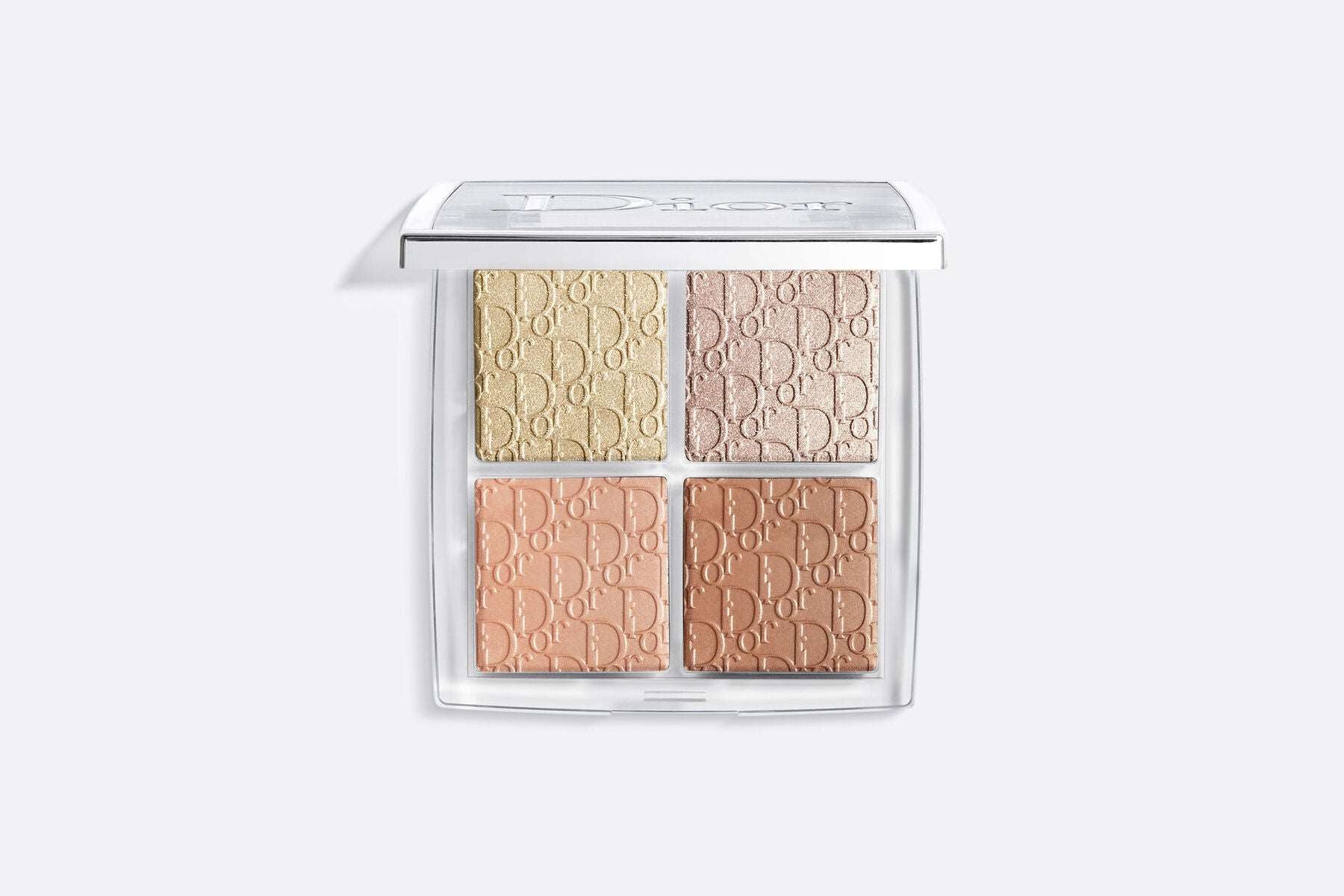 Dior Backstage Glow Face Highlighter Palette in elegant white compact with four versatile highlighting shades