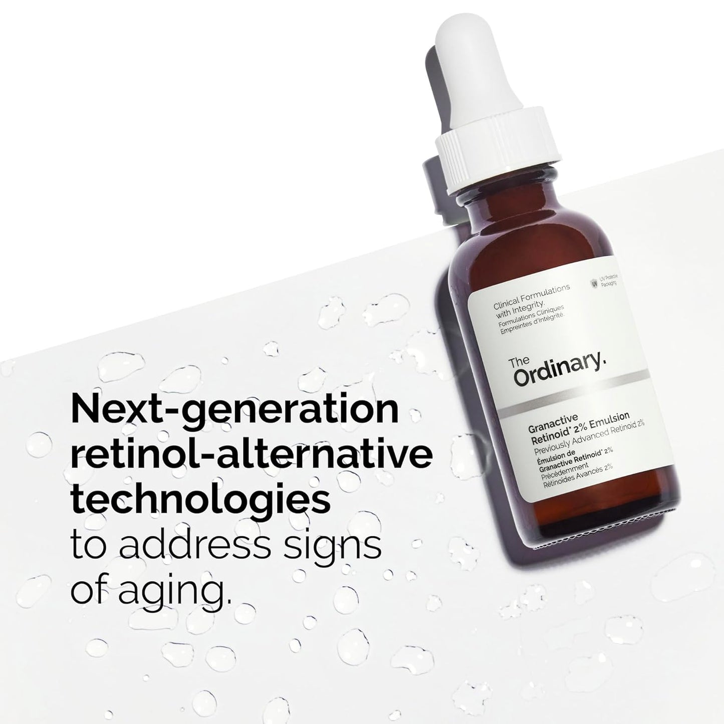 The Ordinary Granactive Retinoid 2% Emulsion Serum bottle on a white background