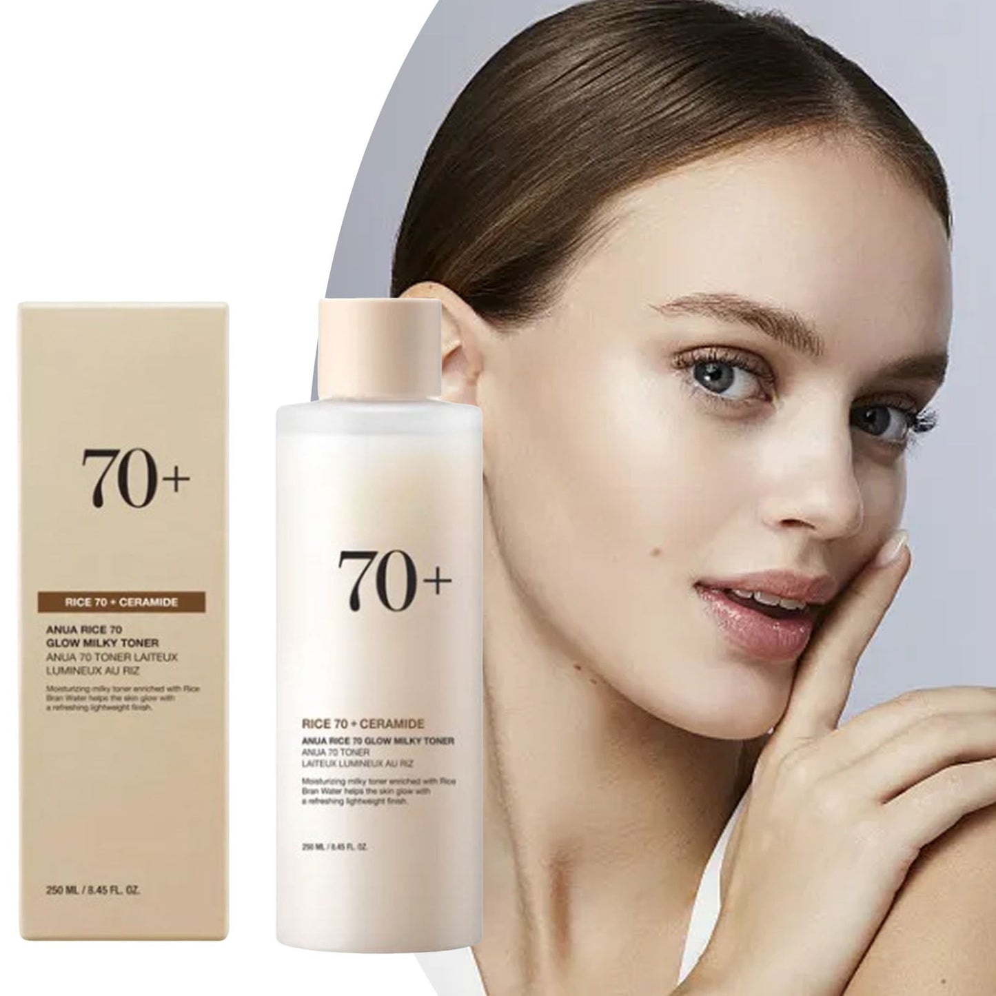 JELSUBI Anua Rice 70 Glow Milky Toner, for Glass Skin, Rice Water, Niacinamide, Ceramides, Panthenol, Fragrance-Free, Non comedogenic, Fungal Acne Safe, Korean Skin Care, 250ml/8.45fl.oz. - Khayest