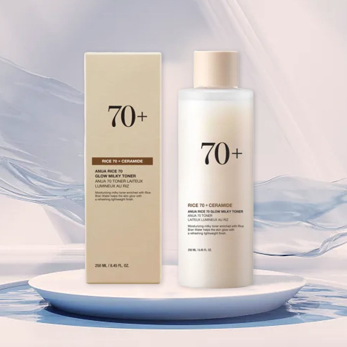 JELSUBI Anua Rice 70 Glow Milky Toner, for Glass Skin, Rice Water, Niacinamide, Ceramides, Panthenol, Fragrance-Free, Non comedogenic, Fungal Acne Safe, Korean Skin Care, 250ml/8.45fl.oz. - Khayest