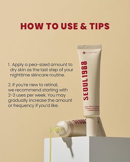 How to use SEOUL 1988 Eye Cream, apply a pea-sized amount to dry skin as the last step of your nighttime skincare routine.