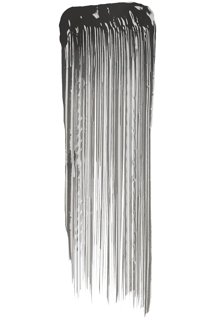 "Texture swatch of Maybelline Mascara Sky High formula showing smooth black fiber-rich consistency"
