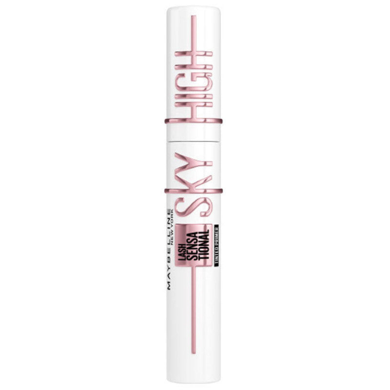 "Maybelline Mascara Sky High Lash Sensational with dual-ended tinted base in white packaging with pink logo"