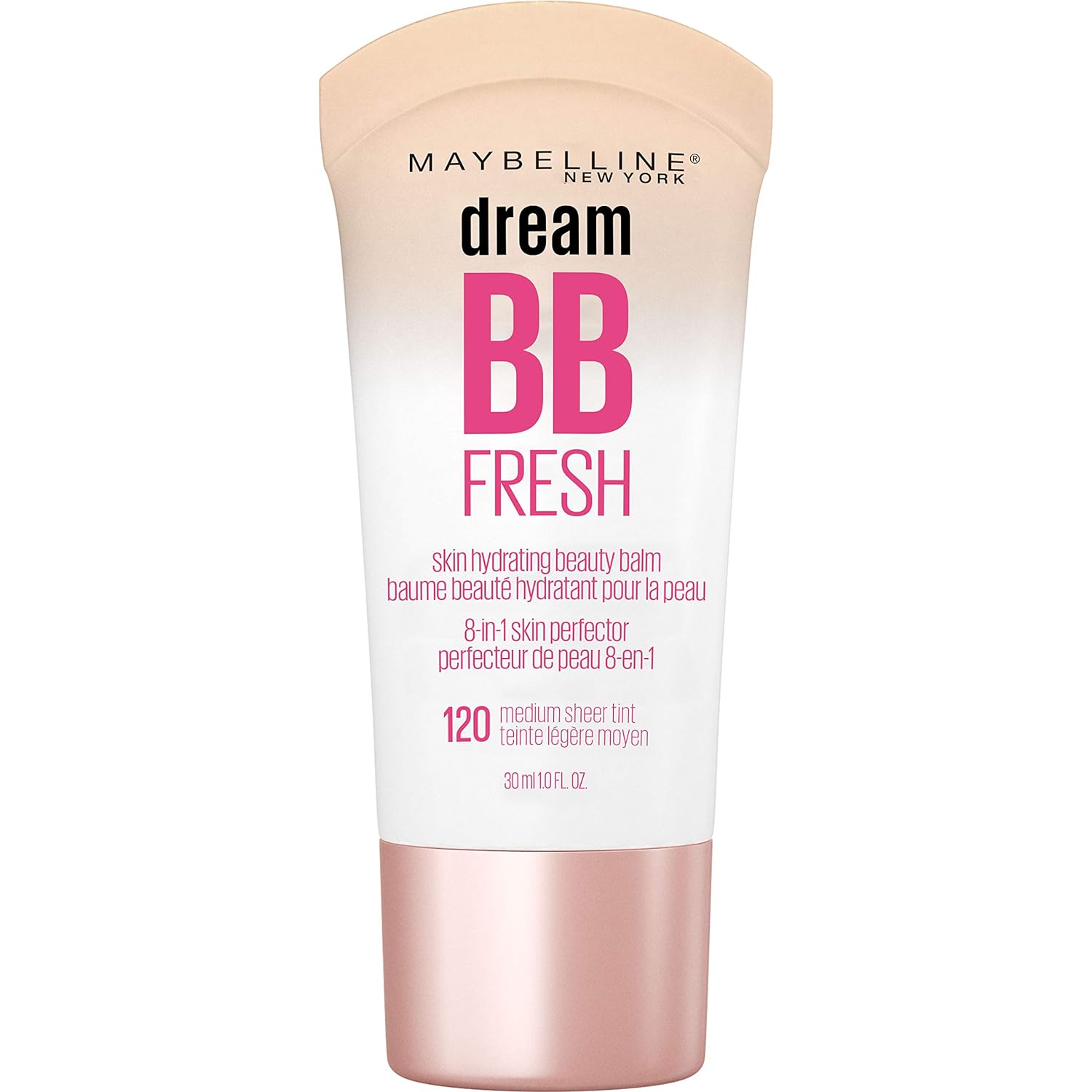 Front of Maybelline Dream Fresh BB Cream tube in shade 120 Medium, a skin hydrating beauty balm - Khayest