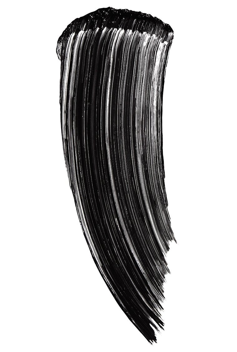 The deep and rich texture of the Maybelline Mascara in the popular shade Very Black.