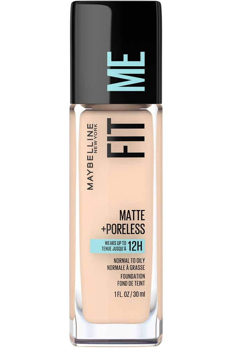 A product shot of the Maybelline Foundation Fit Me Matte + Poreless in the fair shade of Natural Ivory, number 112.