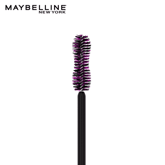 A close-up view of the double-curved lifting brush for the Maybelline Mascara Falsies Lash Lift.