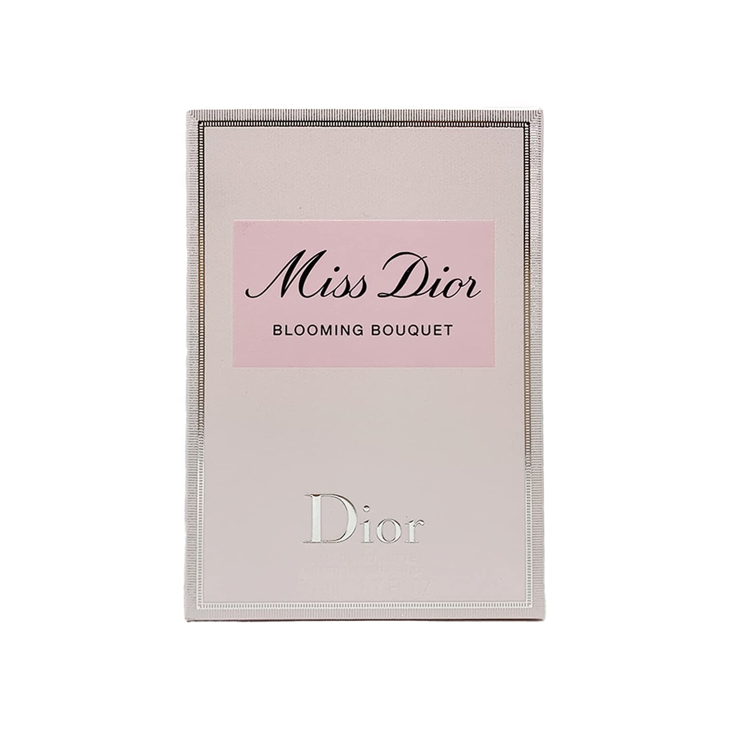 "Miss Dior Blooming Bouquet packaging showing the elegant pink and white Dior perfume box design for women, 100ml."