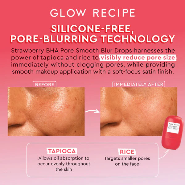 Glow Recipe Strawberry BHA Pore Smooth Blur Drops Serum Primer 30ml
