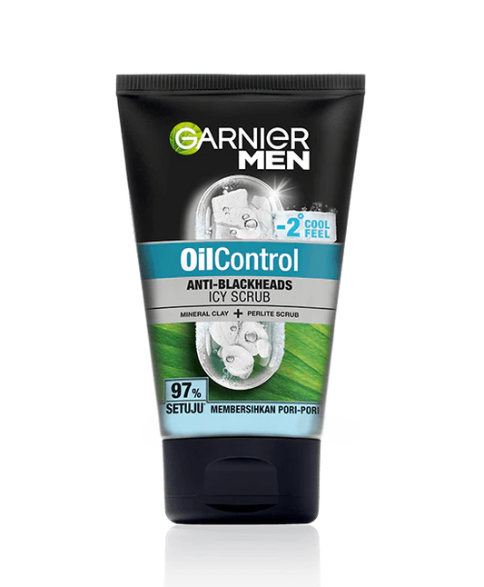 Garnier Men Oil Control Anti Black Heads Icy Face Scrub 100Ml - Khayest