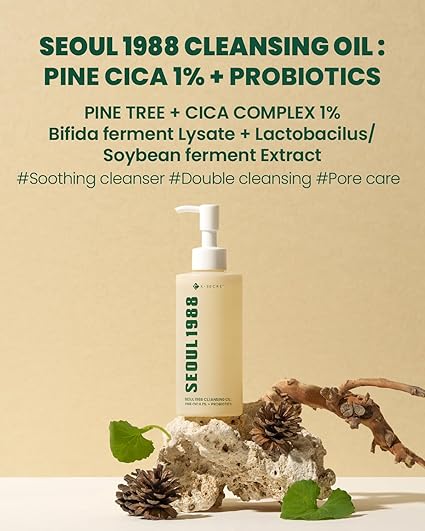 KSECRET SEOUL 1988 Cleansing Oil - Pine Cica 1% + Probiotics : 200ml : Best Face Cleanser. - Khayest