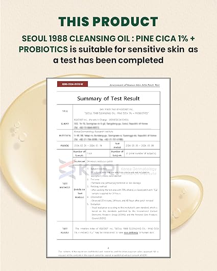 KSECRET SEOUL 1988 Cleansing Oil - Pine Cica 1% + Probiotics : 200ml : Best Face Cleanser. - Khayest
