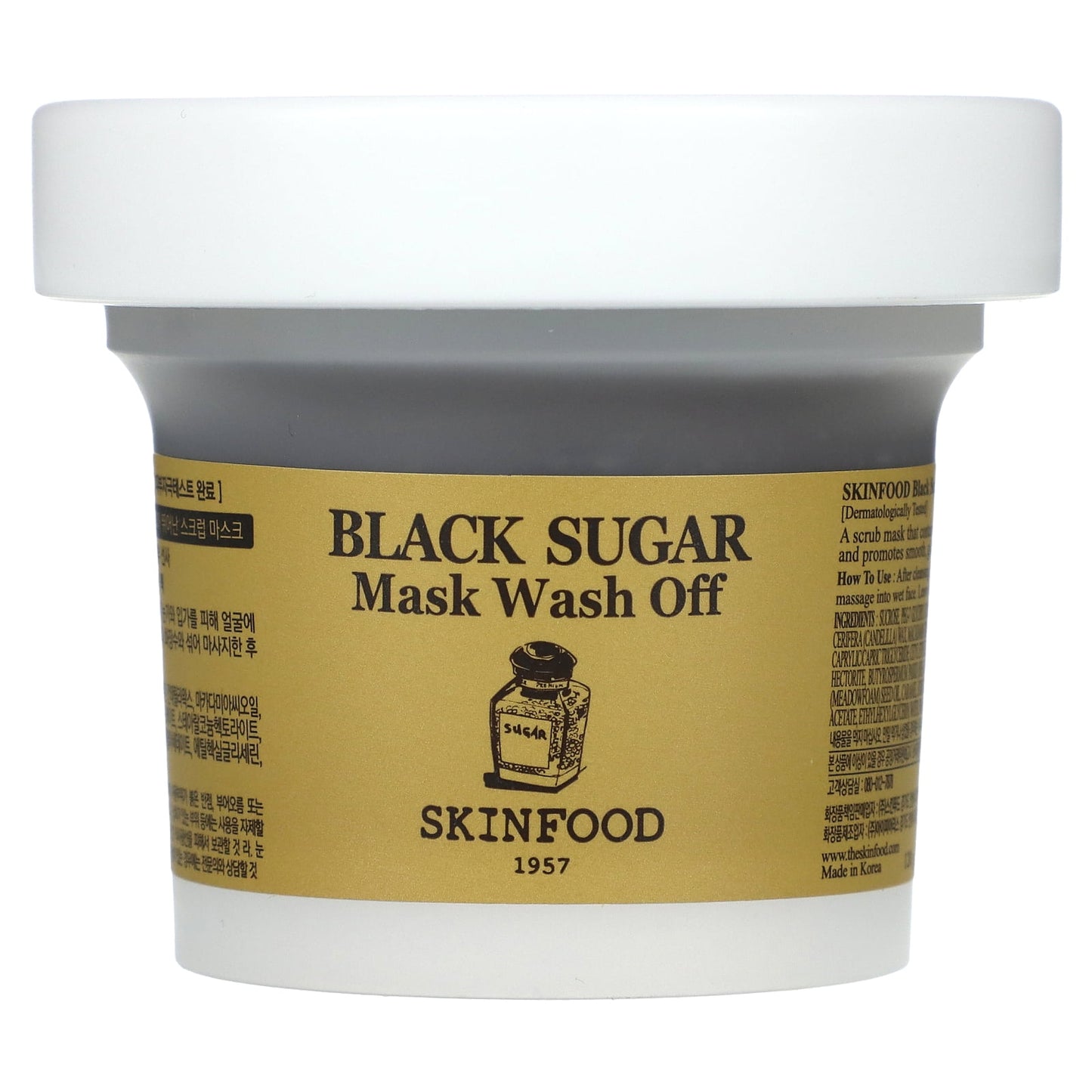 SKINFOOD Black Sugar Mask Wash Off 120g (4.23 oz), Facial Hydrating and Nourishing Blackheads Exfoliator - Khayest