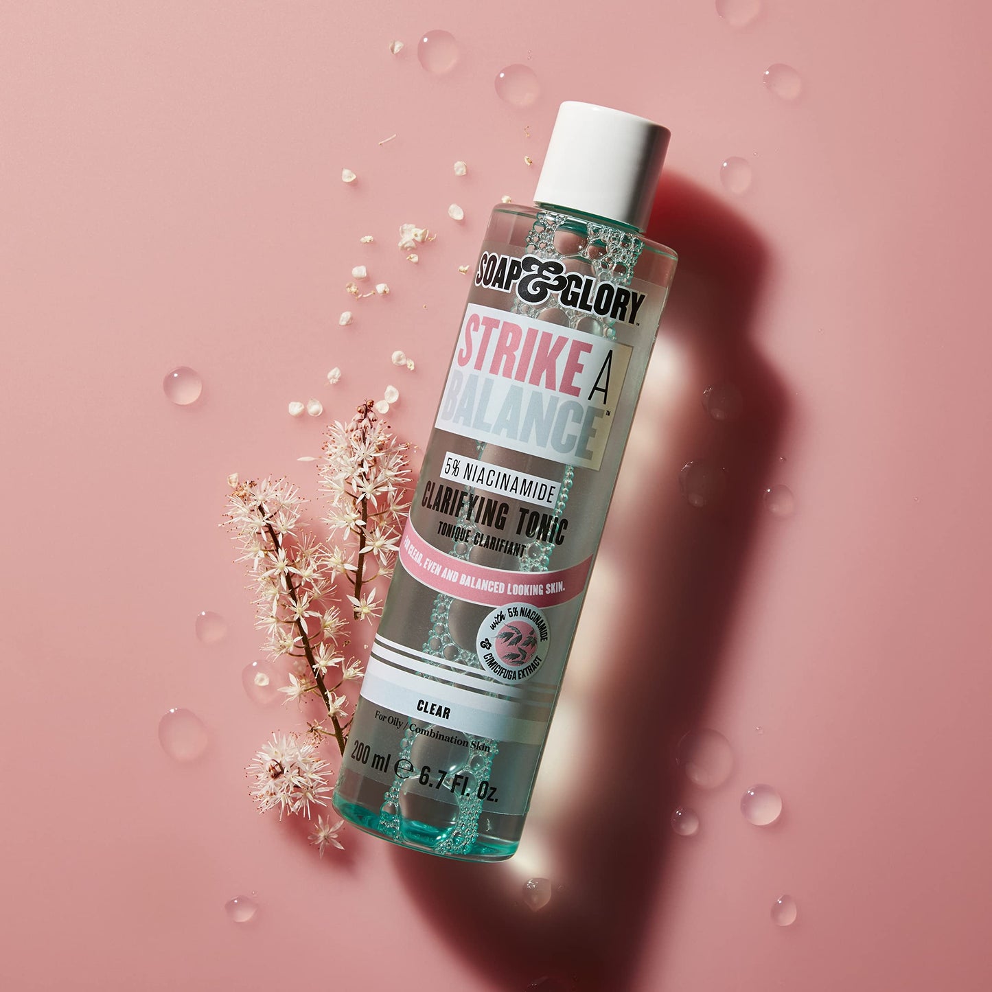 Soap & Glory Strike A Balance Niacinamide Clarifying Skin Toner - Facial Toner for Rebalanced & Refreshed Skin - 5% Niacinamide Toner with Cimicifuga Root - Exfoliating Face Toner (200ml) C3 - Khayest