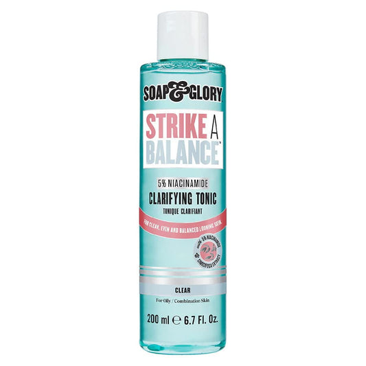 Soap & Glory Strike A Balance Niacinamide Clarifying Skin Toner - Facial Toner for Rebalanced & Refreshed Skin - 5% Niacinamide Toner with Cimicifuga Root - Exfoliating Face Toner (200ml) C3 - Khayest
