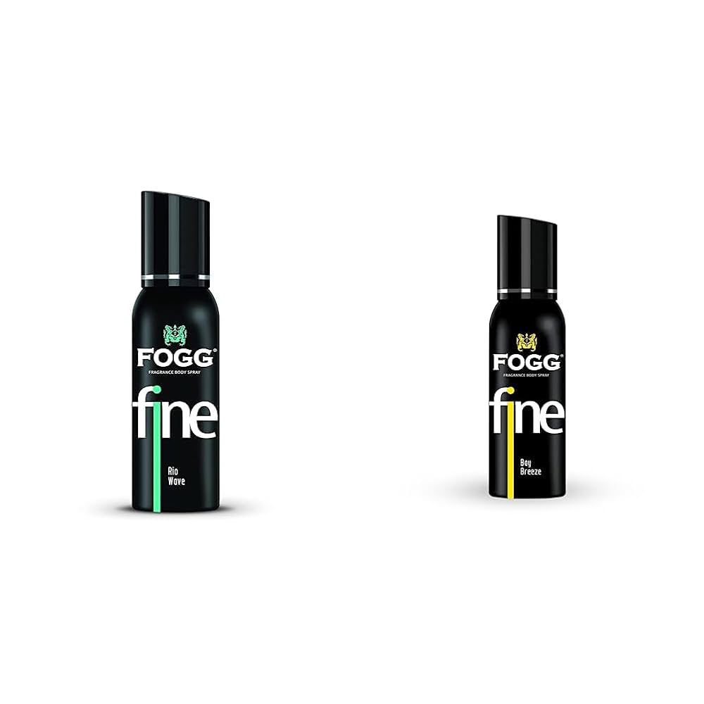 Two Fogg deodorant bottles on a white background