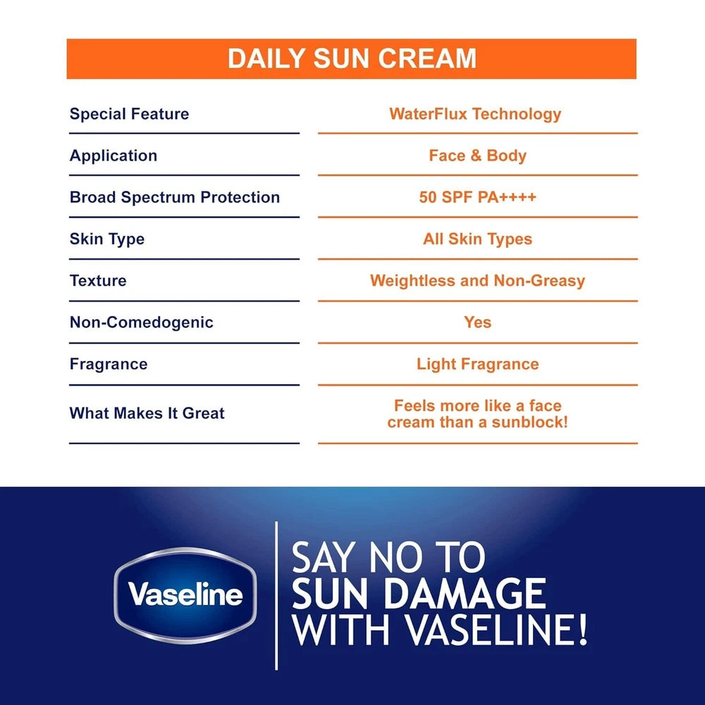 Vaseline Daily UV Protection Sun Cream with Vaseline Jelly SPF 50+/Pa++ 50 ML - Khayest