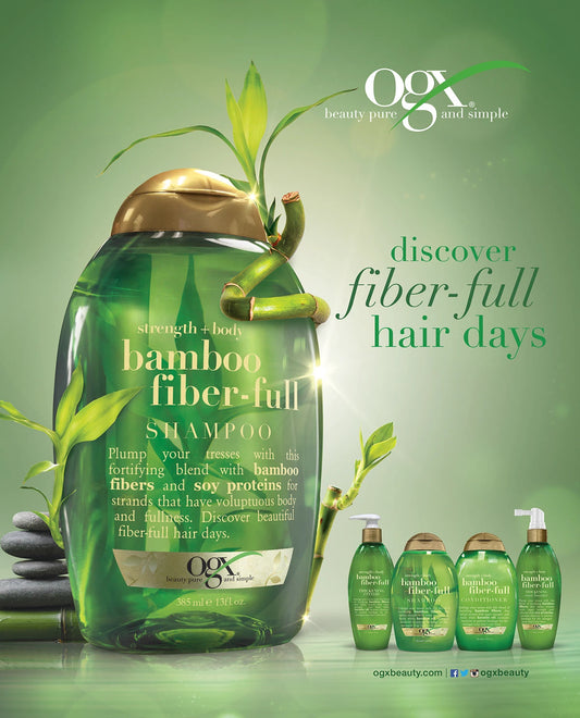 OGX Strength & Body + Bamboo Fiber Full Hair Shampoo 385Ml - Khayest