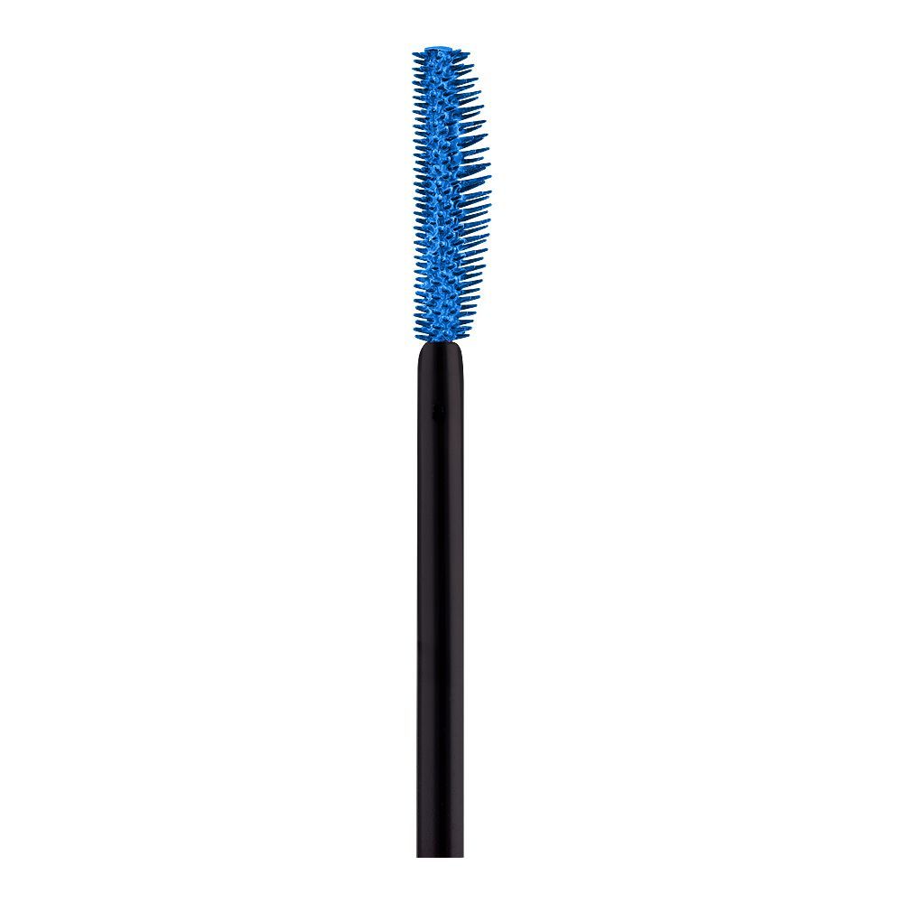 Eyebrow brush with blue bristles on a white background