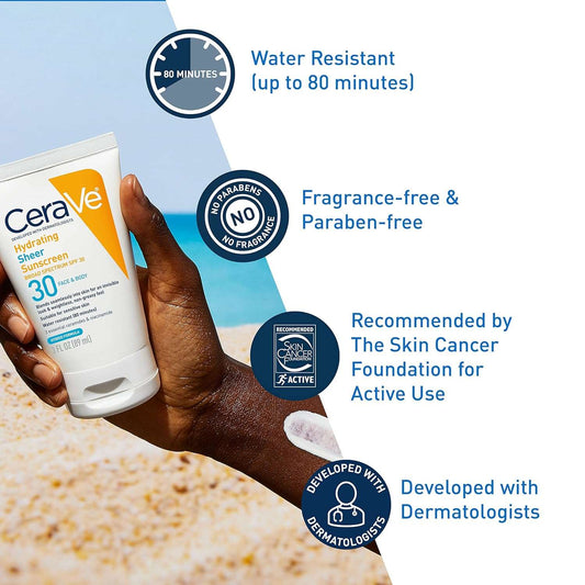 Cerave Hydrating sheer Face/Body Sunscreen SPF30 89ml
