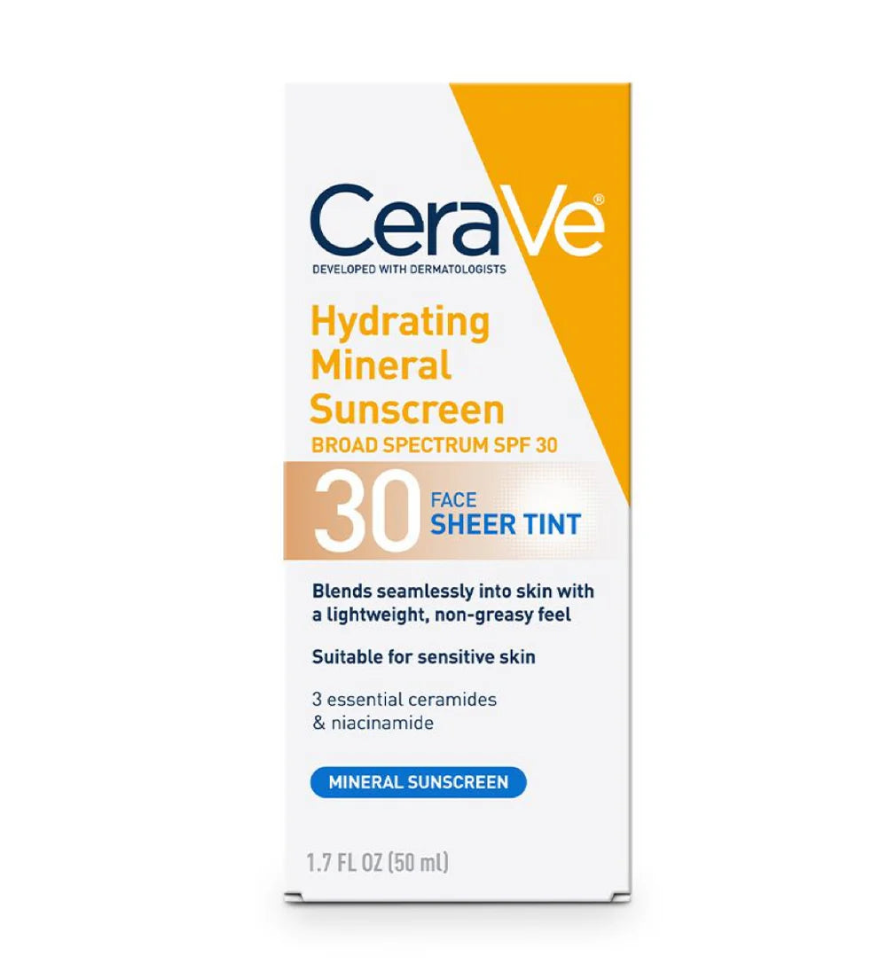 Cerave Hydrating Mineral Sunscreen SPF30 Face Sheer TINT 50ml - Khayest