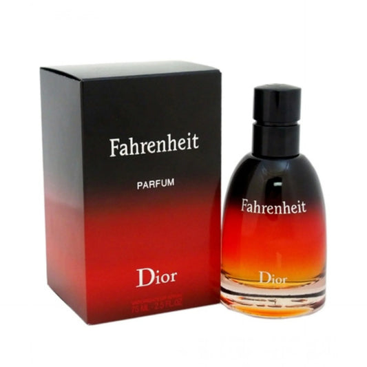 Dior Fahrenheit Parfum 75ml bottle with original red gradient packaging box - authentic Sauvage perfume for men