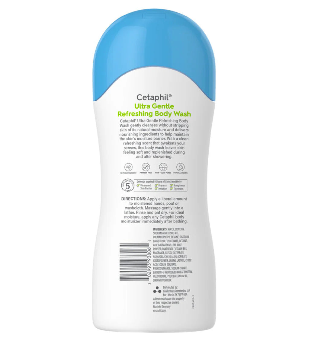 Cetaphil Ultra Gentle Refreshing Body Wash 500ml – Gentle, Hydrating Cleanse for All Skin Types