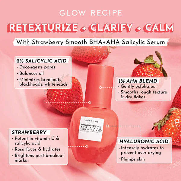Glow Recipe Strawberry Smooth BHA + AHA Salicylic Acid Serum 30ml - Khayest