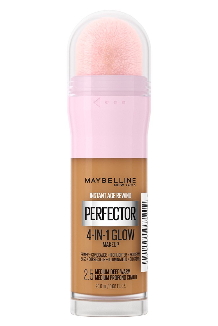 Maybelline Instant Age Rewind Perfector 4-in-1 Glow Makeup in shade 2.5 Medium-Deep Warm.