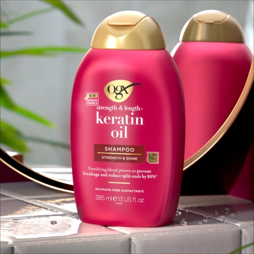 OGX Strength & Length + Keratin Oil Hair Shampoo 385ml - Khayest