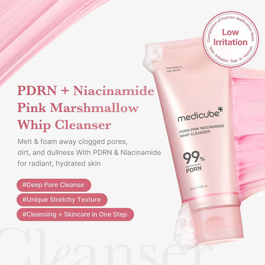 Medicube PDRN Pink Niacinamide Whip Cleanser 120g - Khayest