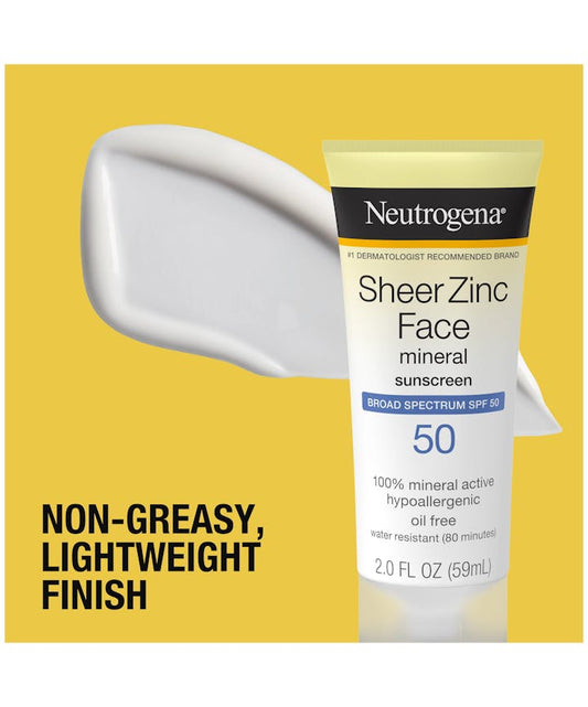 Neutrogena Sheer Zinc Mineral Sunscreen broad spectrum SPF50 - Khayest