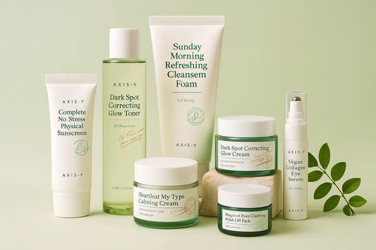 collection of axis y skincare products at khayest.