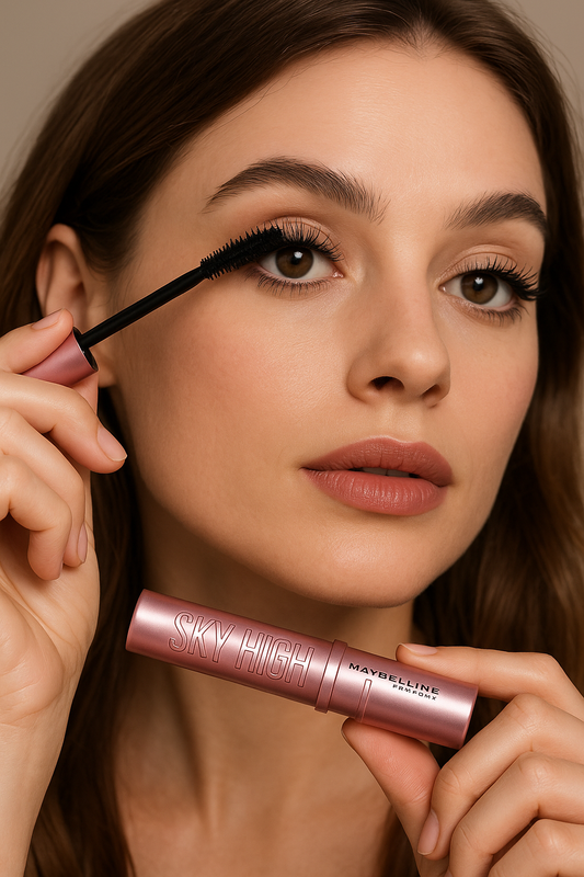 Women applying Maybelline Sky High Mascara