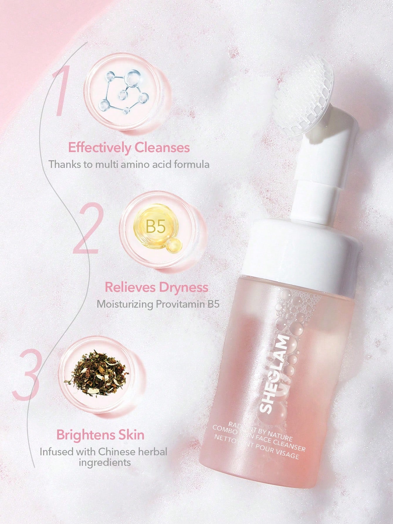Sheglam Radiant By Nature Combo Skin Face Cleanser 100ml Coral Pink.