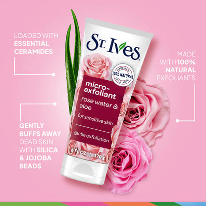 ST. ives Micro Exfoliant Rose Water And Aloe Sensitive Skin Face Scrub - Khayest