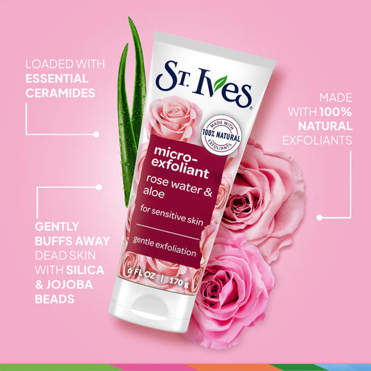 ST. ives Micro Exfoliant Rose Water And Aloe Sensitive Skin Face Scrub - Khayest