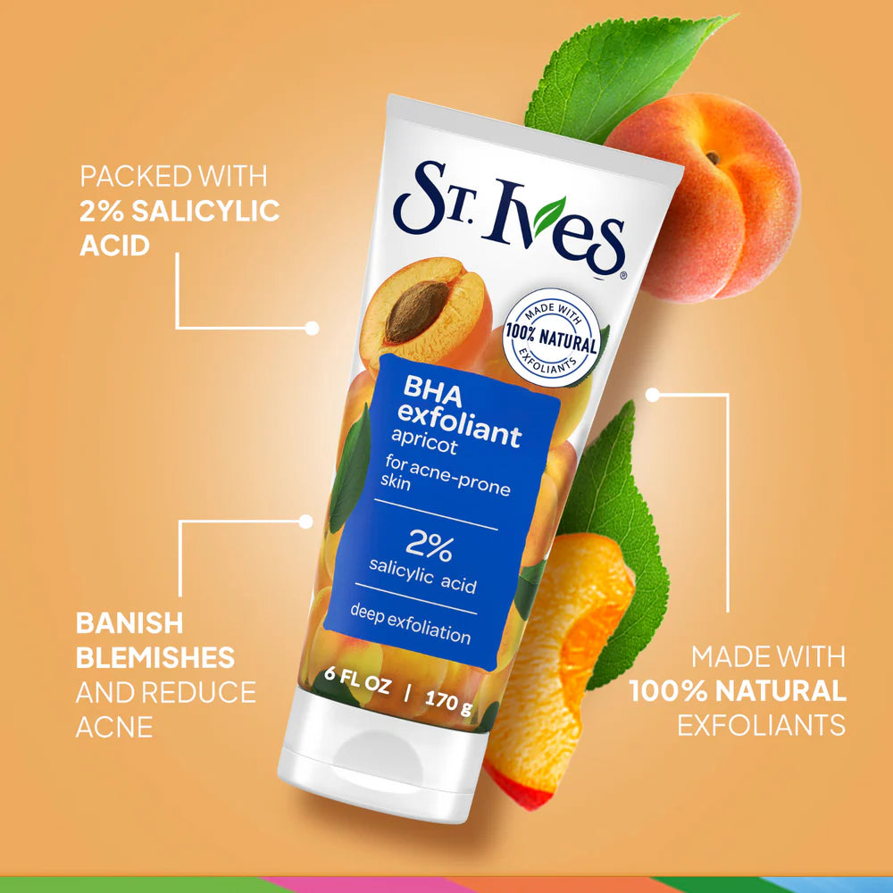 ST. ives BHA Exfoliant Apricot 2% Salicylic Acid Face Scrub 170g - Khayest