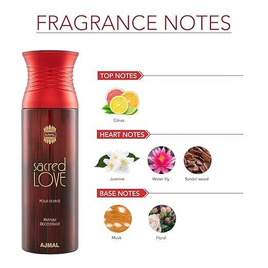 Ajmal Sacred Love Deodorant Body Spray for Men and Women - Khayest